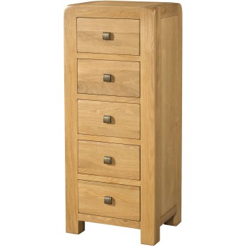 Avon Oak 5 Drawer Tall Chest