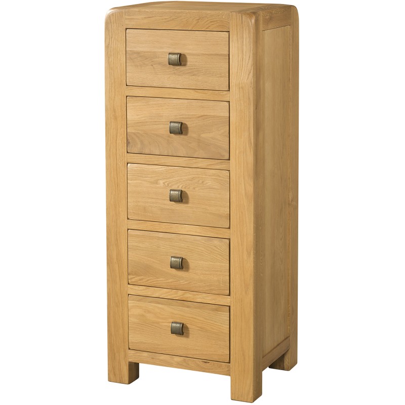 Avon Oak 5 Drawer Tall Chest