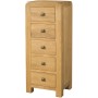 Avon Oak 5 Drawer Tall Chest