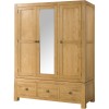 Avon Oak Triple Wardrobe with 3 Drawers and Mirror