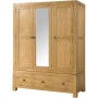 Avon Oak Triple Wardrobe with 3 Drawers and Mirror