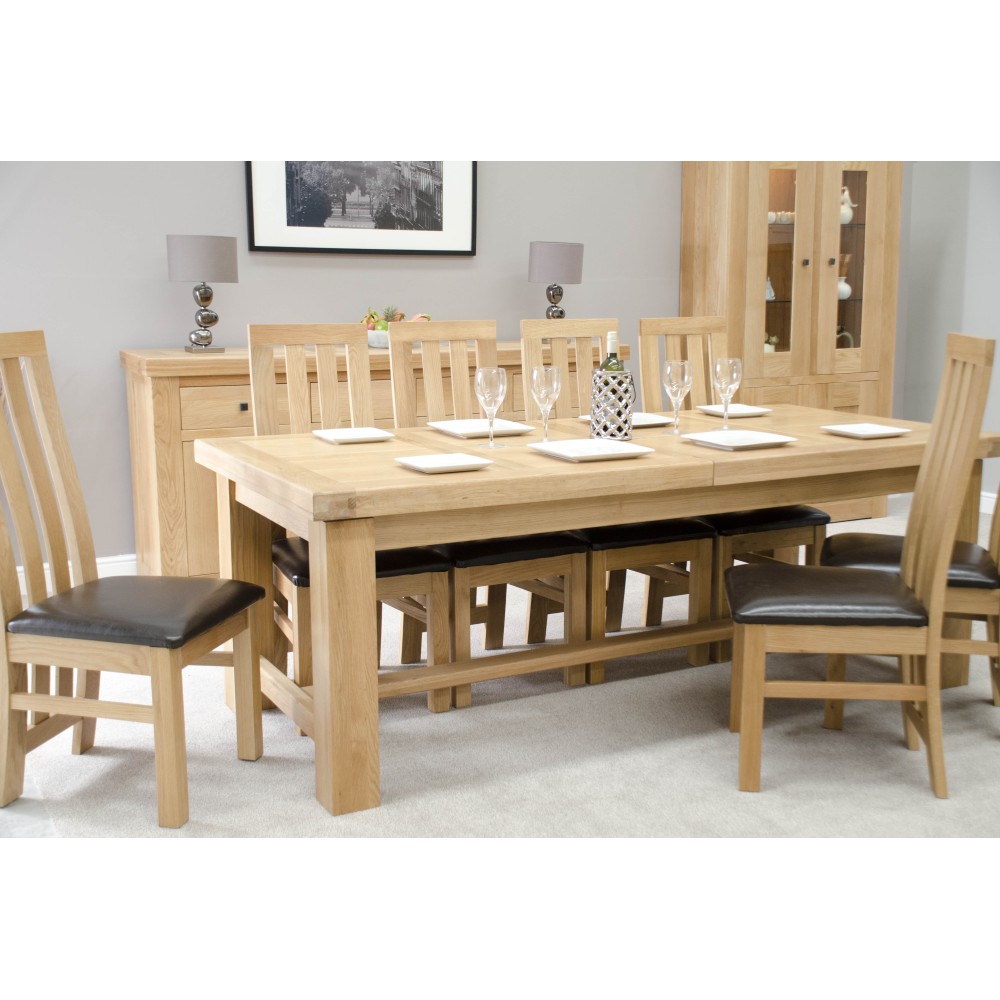 Bordeaux Oak Twin Panel GRAND Extending Dining Table
