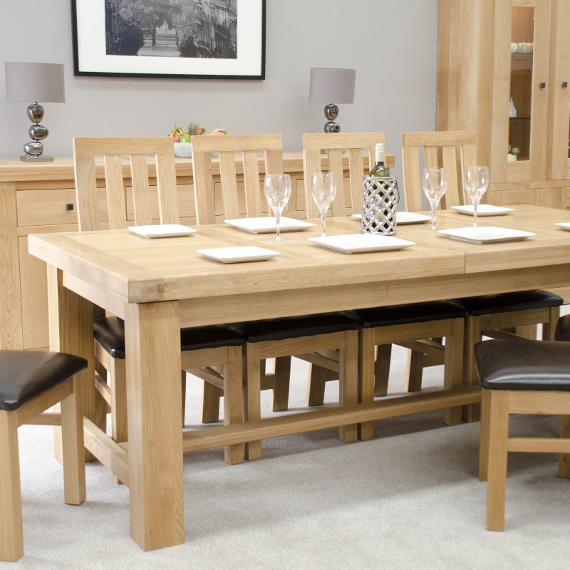 Bordeaux Oak Twin Panel GRAND Extending Dining Table 