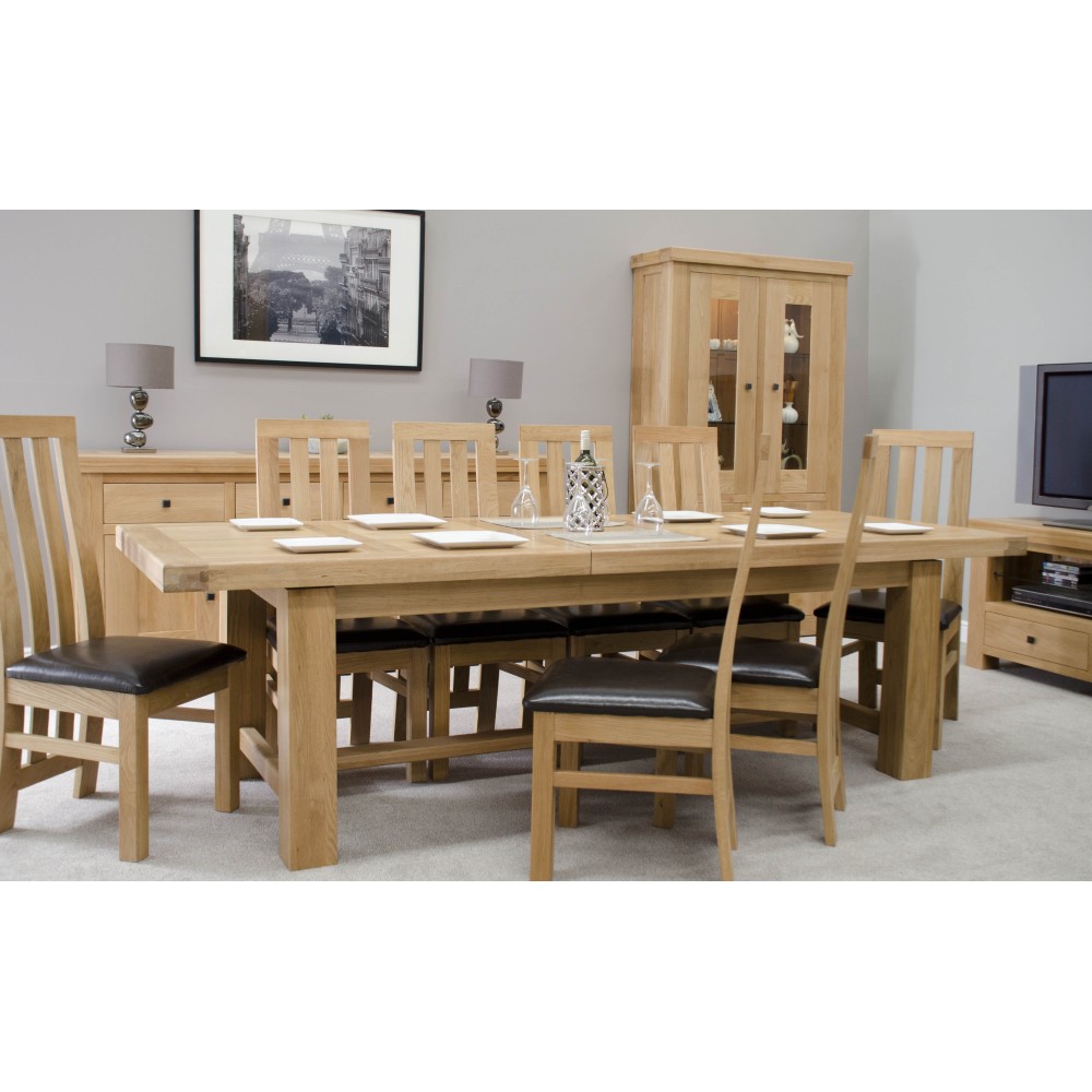 Bordeaux Oak Twin Panel GRAND Extending Dining Table