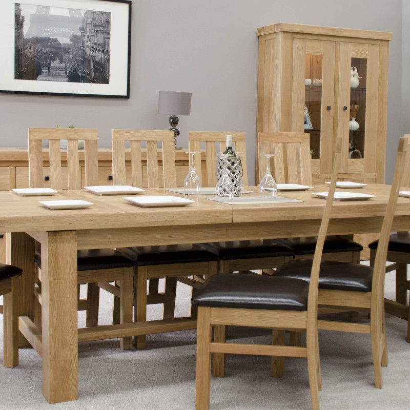 Bordeaux Oak Twin Panel GRAND Extending Dining Table 