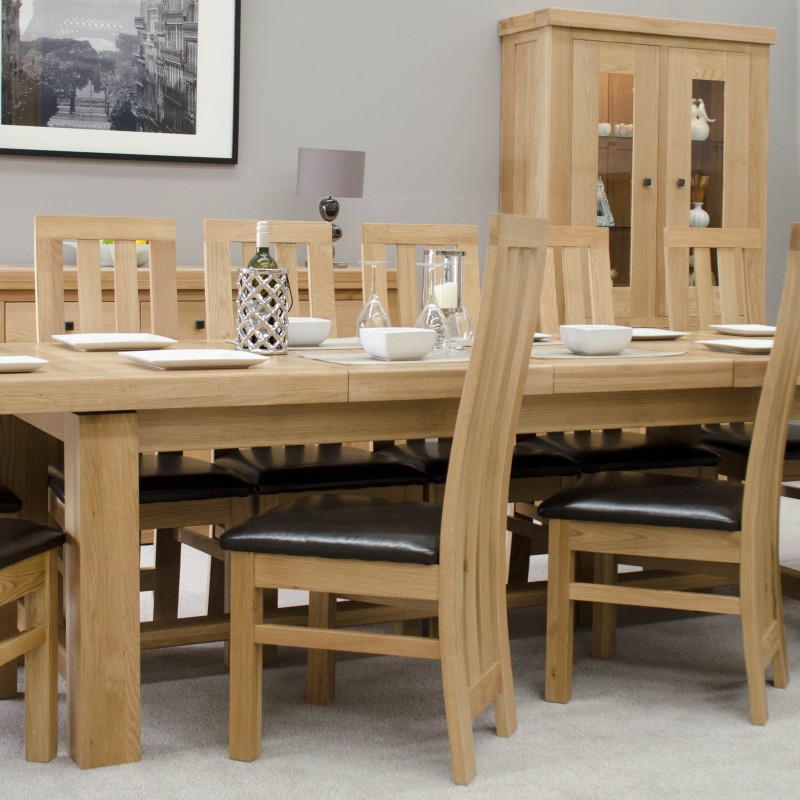 Bordeaux Oak Twin Panel GRAND Extending Dining Table 