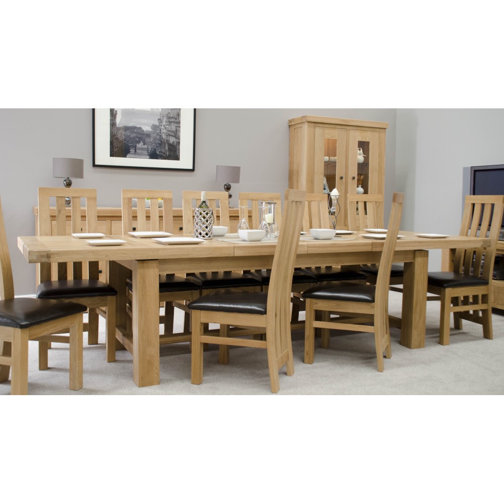 Bordeaux Oak Twin Panel GRAND Extending Dining Table