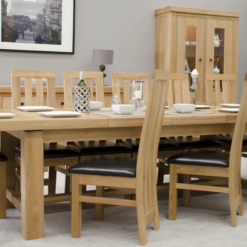 Bordeaux Oak Twin Panel GRAND Extending Dining Table 