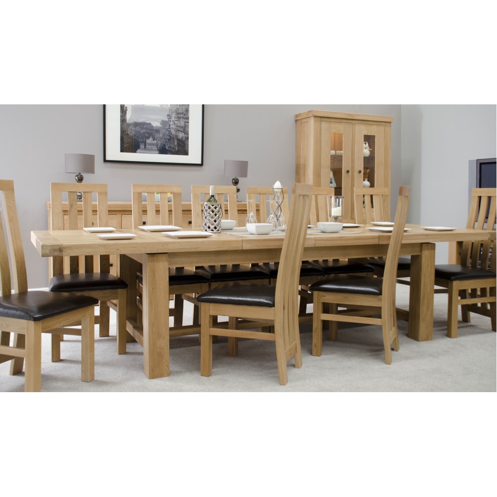 Bordeaux Oak Twin Panel GRAND Extending Dining Table