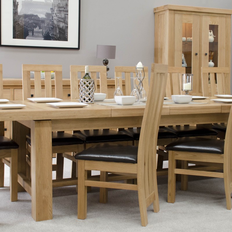 Bordeaux Oak Twin Panel GRAND Extending Dining Table 