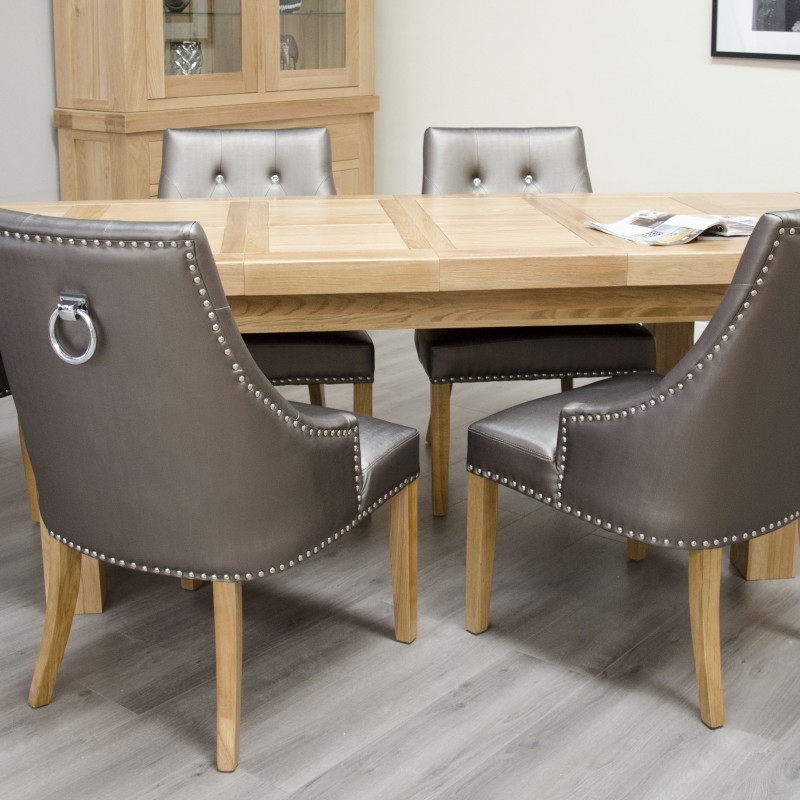 Bordeaux Oak Twin Panel LARGE Extending Dining Table 