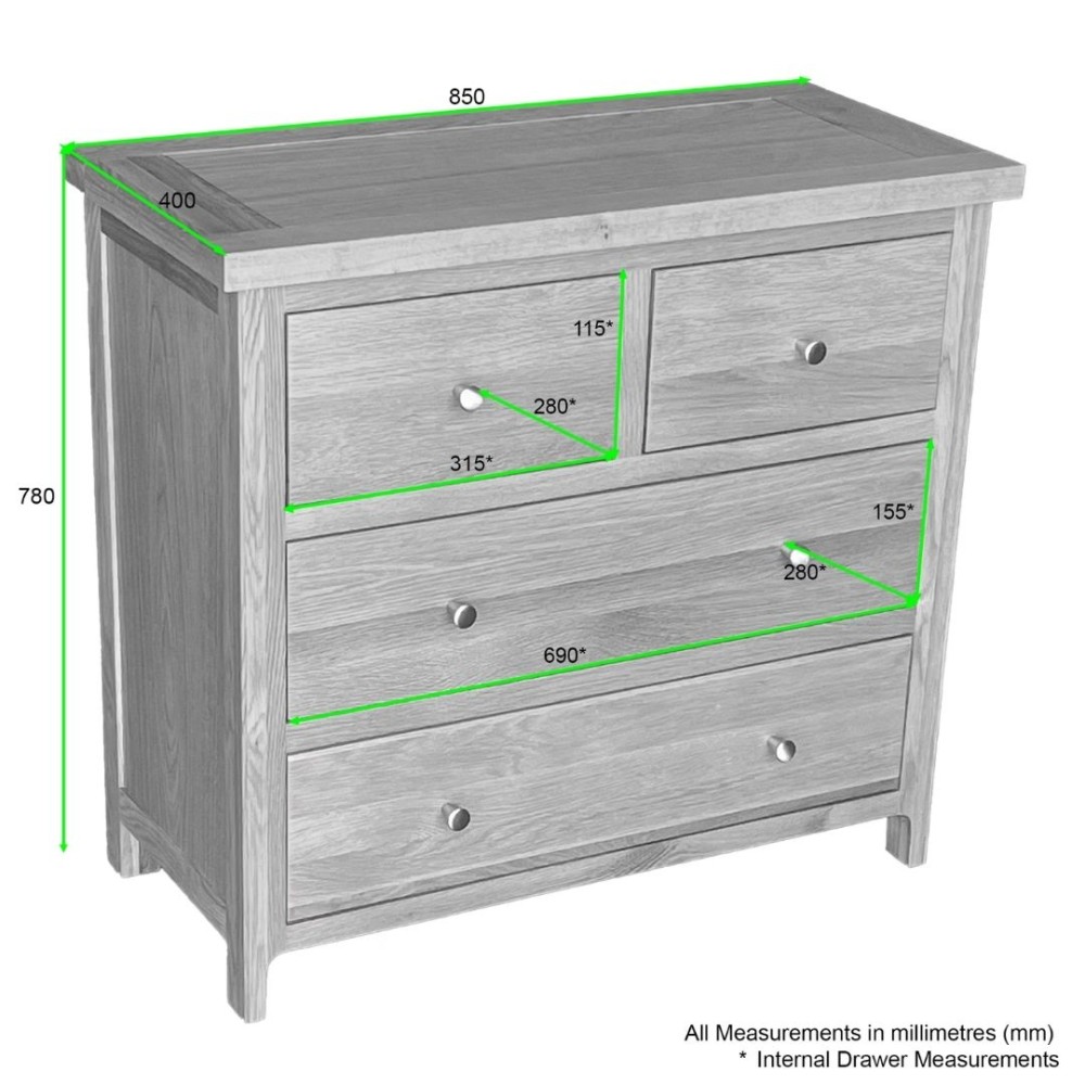 Como Oak 2 Over 2 Chest of Drawers
