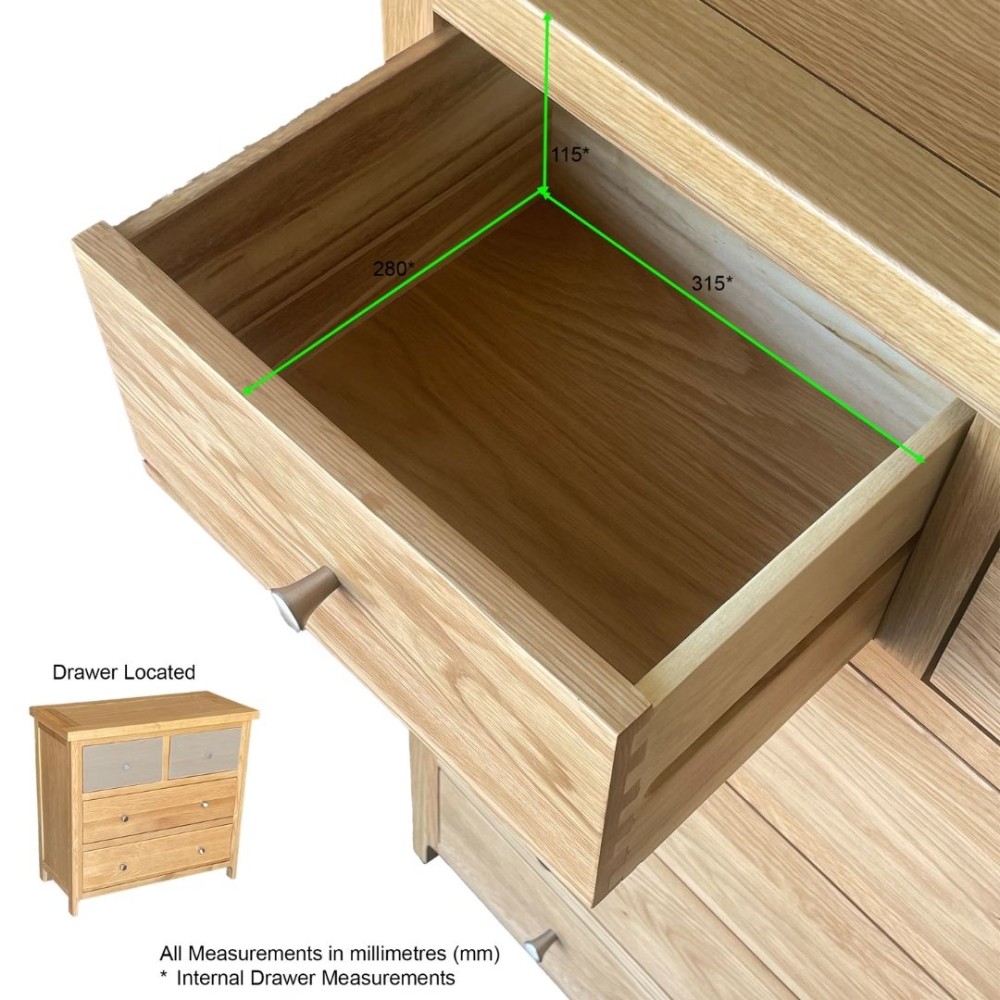 Como Oak 2 Over 2 Chest of Drawers