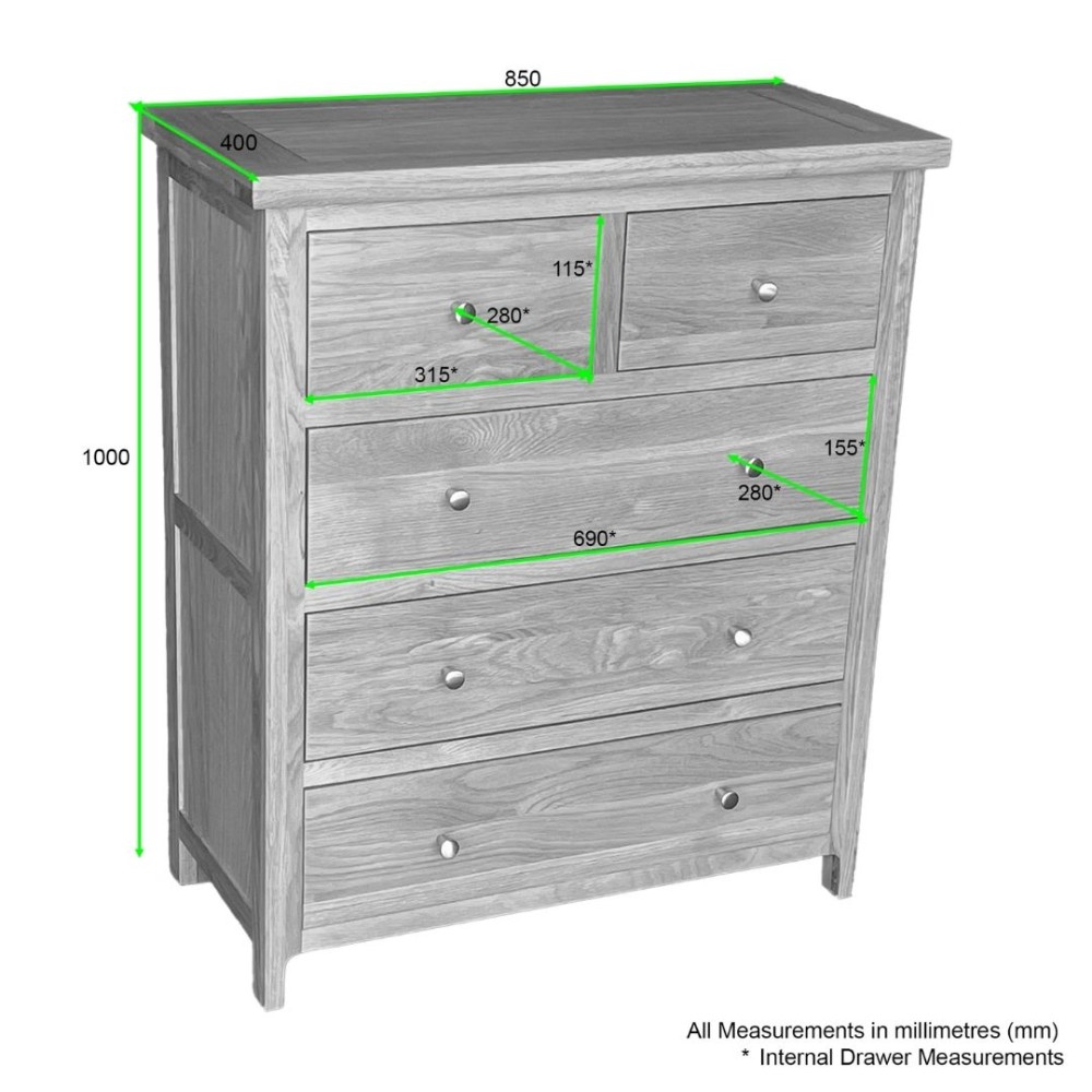 Como Oak 2 Over 3 Chest of Drawers
