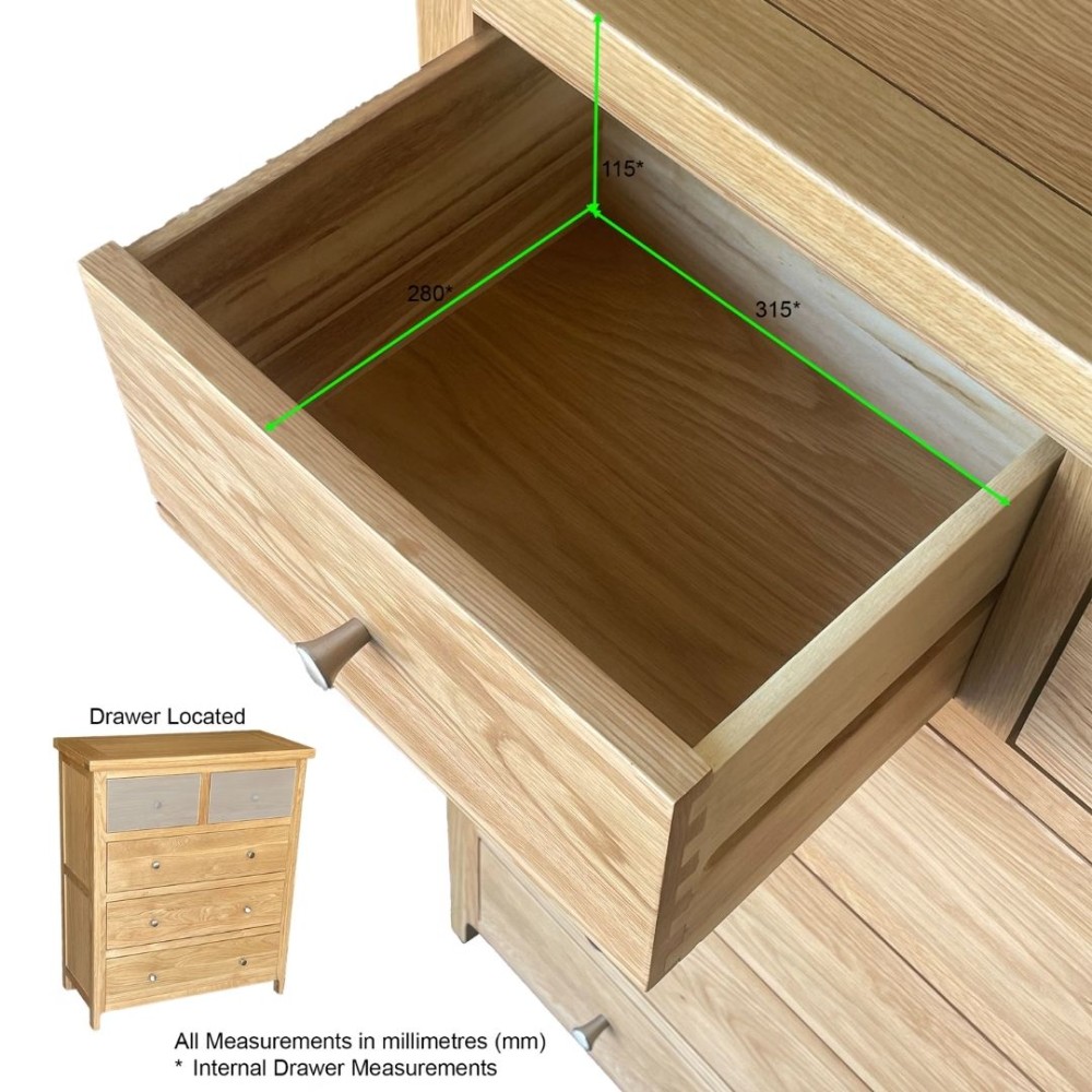 Como Oak 2 Over 3 Chest of Drawers