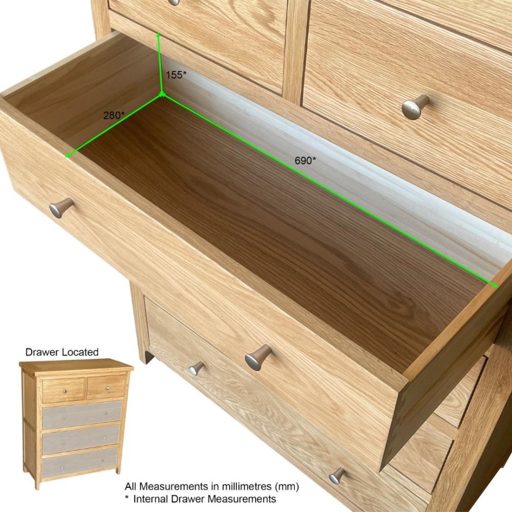 Como Oak 2 Over 3 Chest of Drawers