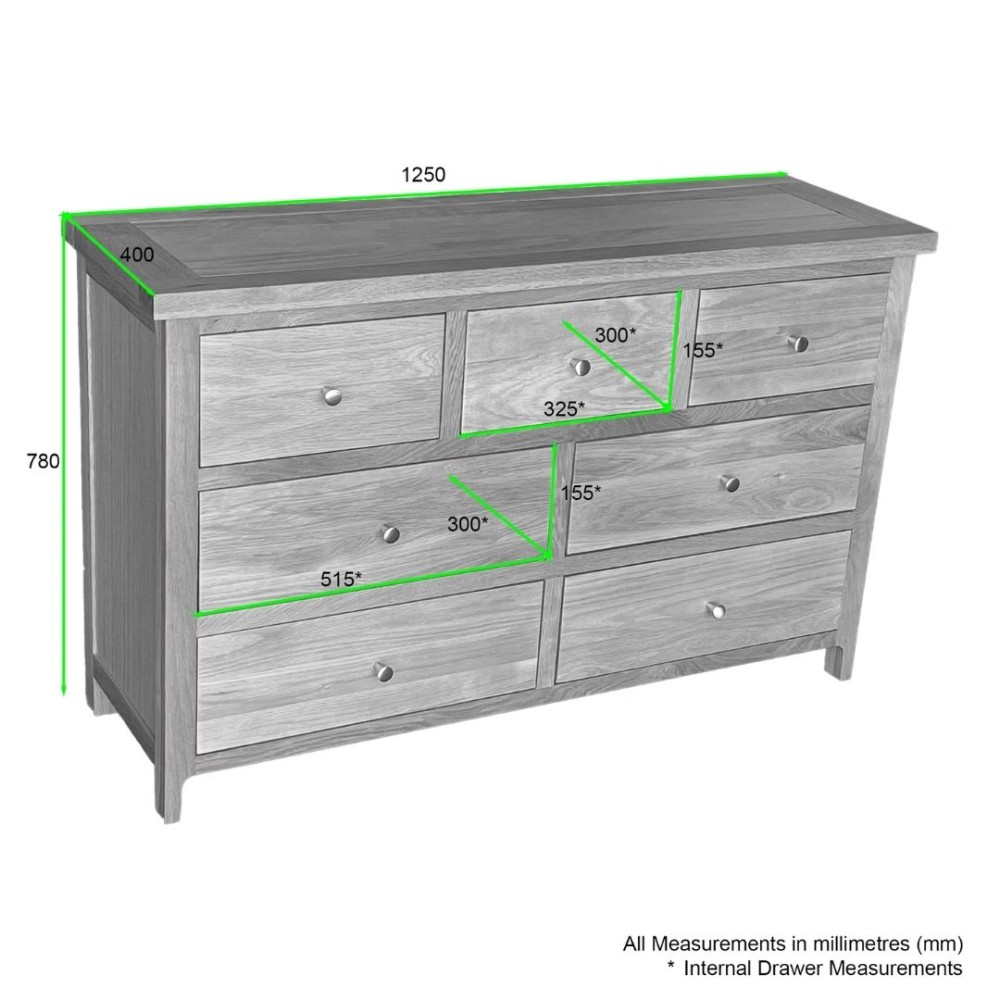 Como Oak 7 Drawer Chest of Drawers
