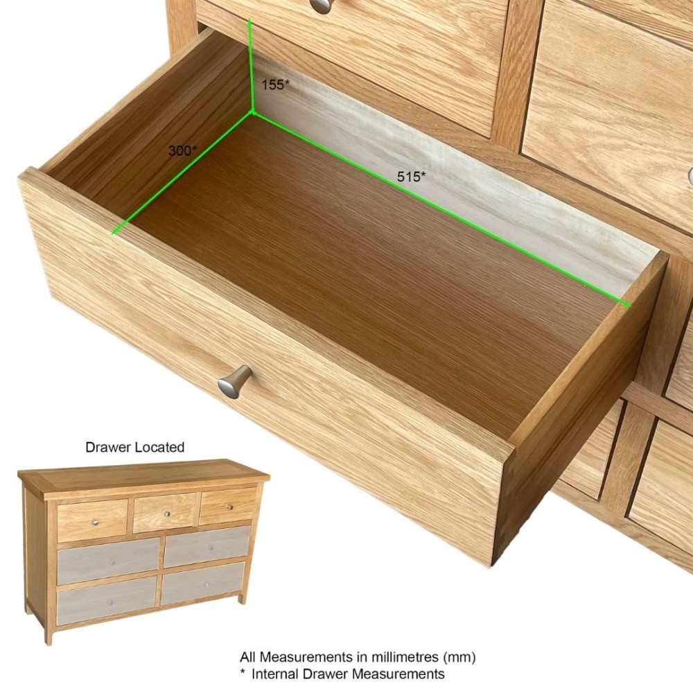 Como Oak 7 Drawer Chest of Drawers