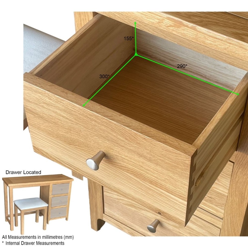 Como Oak Dressing Table with Stool Como Oak Dressing Table with Stool