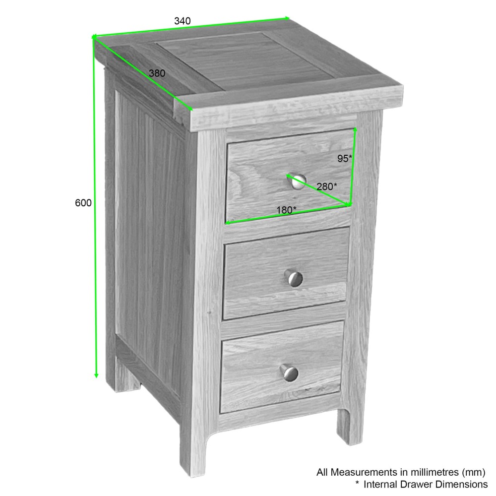 Como Oak Narrow Bedside Cabinet Como Oak Narrow Bedside Cabinet
