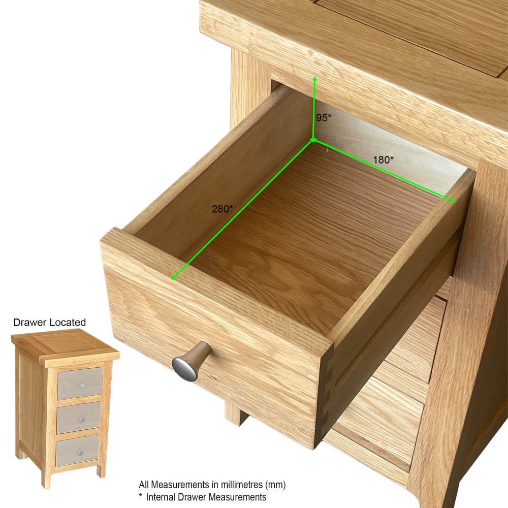Como Oak Narrow Bedside Cabinet Como Oak Narrow Bedside Cabinet