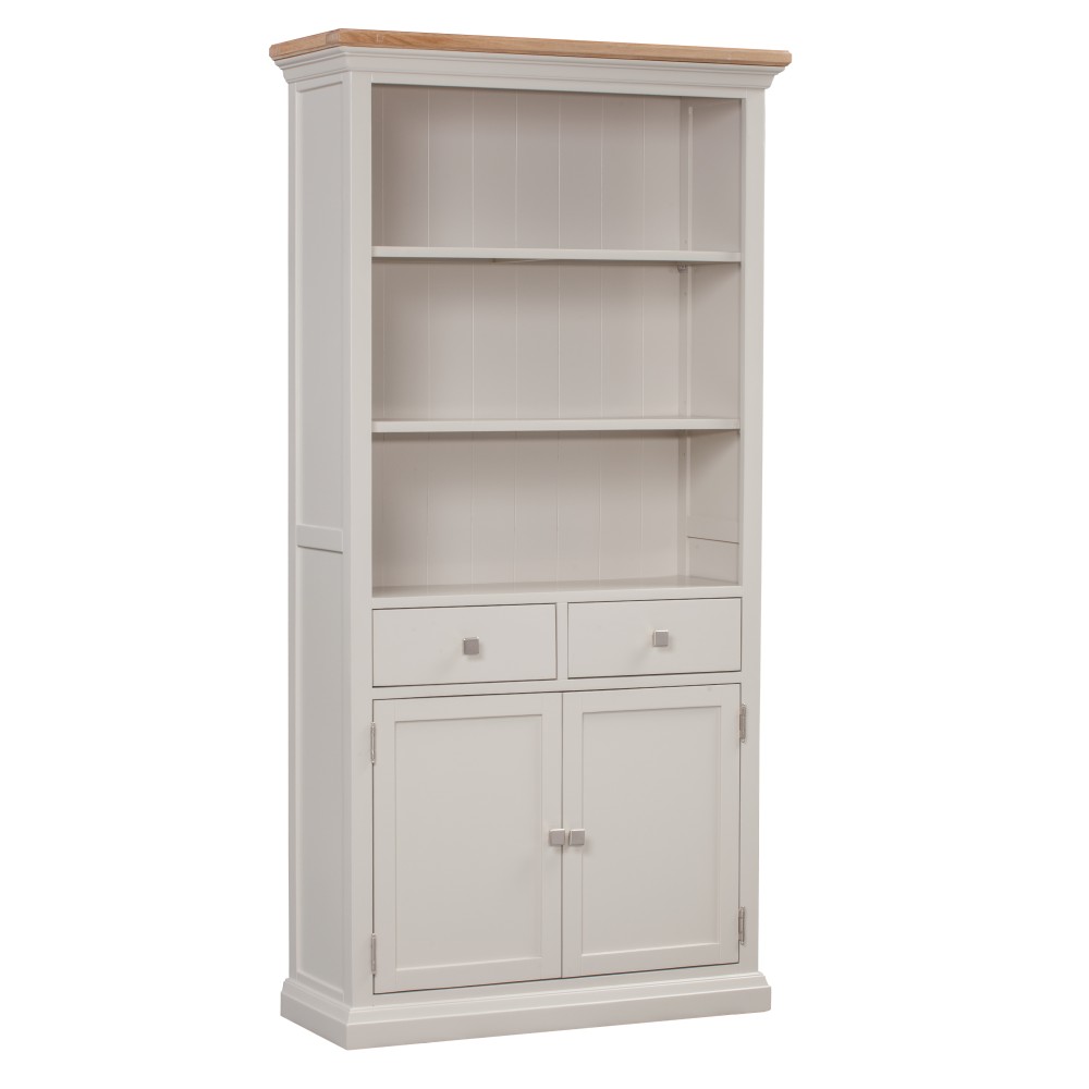 Cotswold Grey Painted 2 Door 2 Drawer Large Bookcase