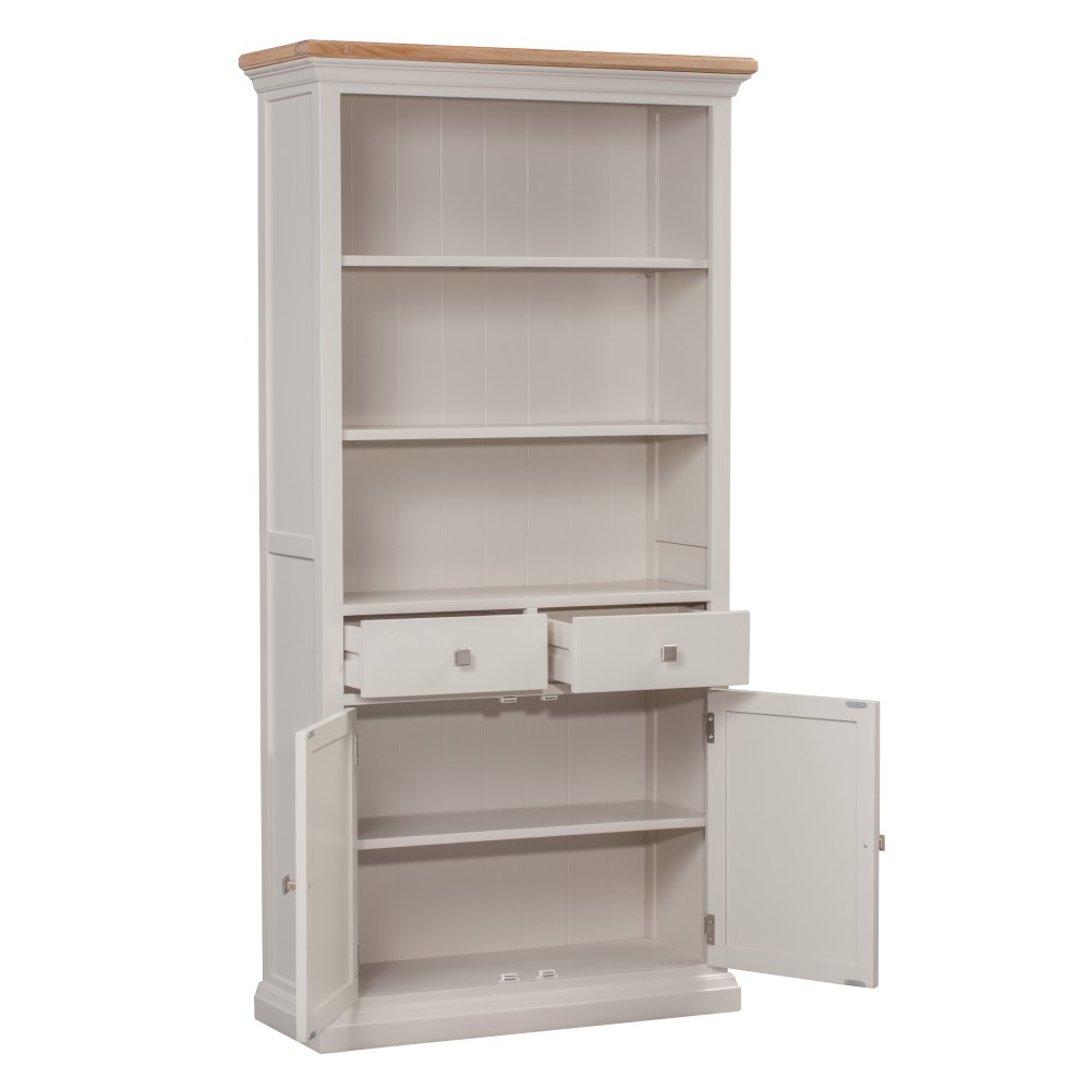 Cotswold Grey Painted 2 Door 2 Drawer Large Bookcase