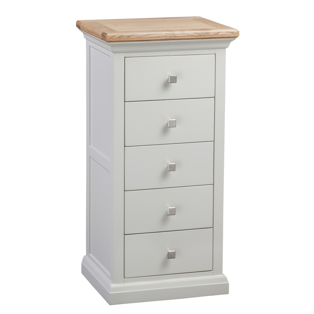 Cotswold Grey Painted 5 Drawer Tallboy