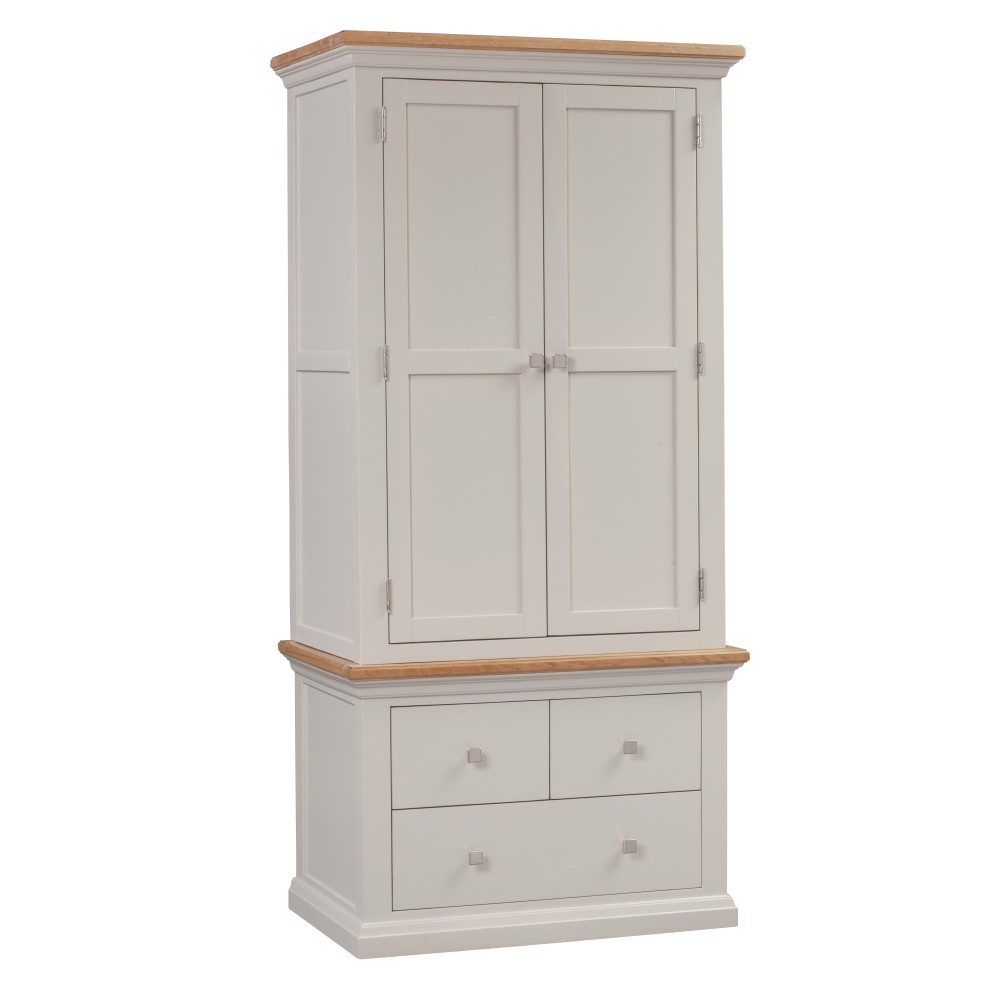 Cotswold Grey Painted Gents Double Wardrobe with Drawers