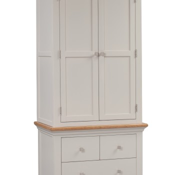 Cotswold Grey Painted Gents Double Wardrobe with Drawers