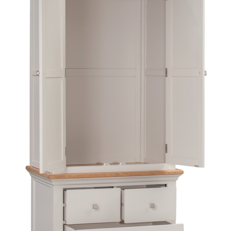 Cotswold Grey Painted Gents Double Wardrobe with Drawers