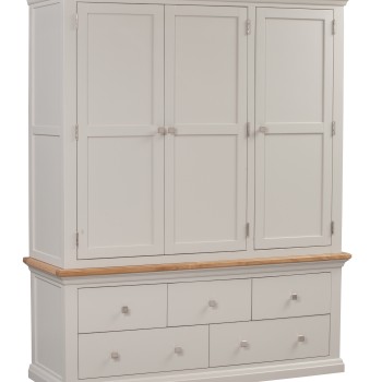 Cotswold Grey Painted Triple Wardrobe with Drawers