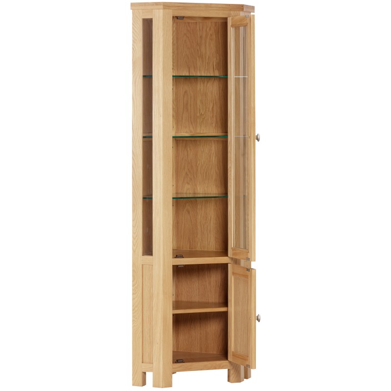 Dorset Oak Glazed Corner Display Cabinet