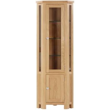 Dorset Oak Glazed Corner Display Cabinet