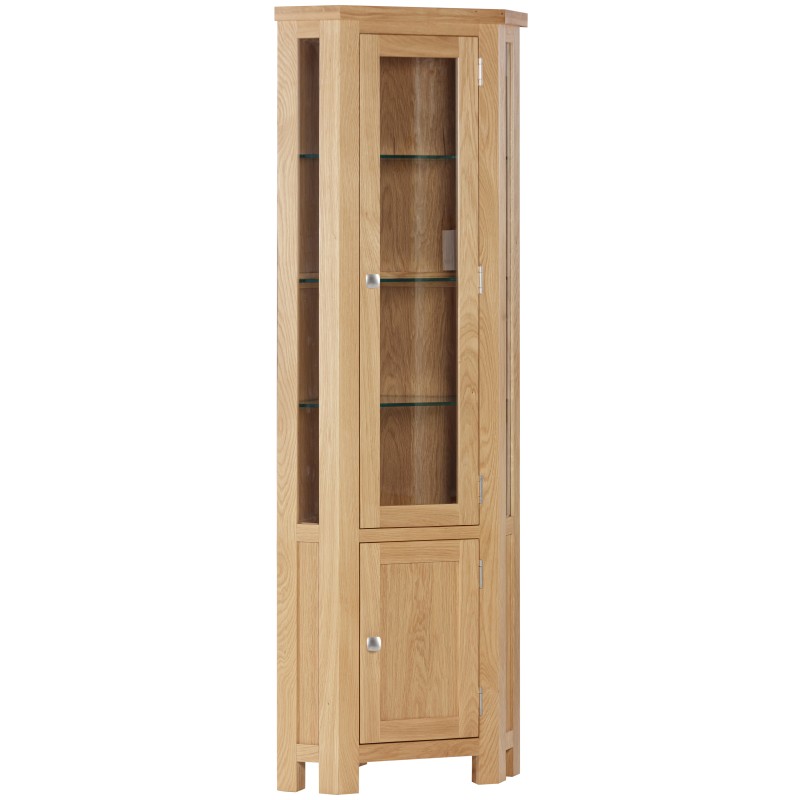 Dorset Oak Glazed Corner Display Cabinet