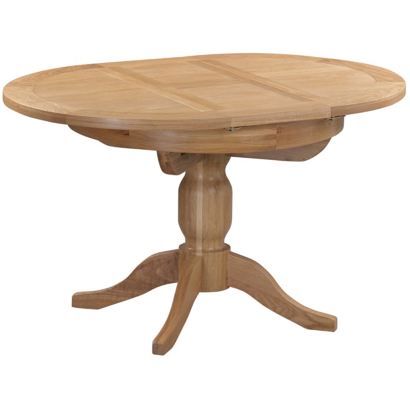 Dorset Oak Round Extending Pedestal Dining Table 