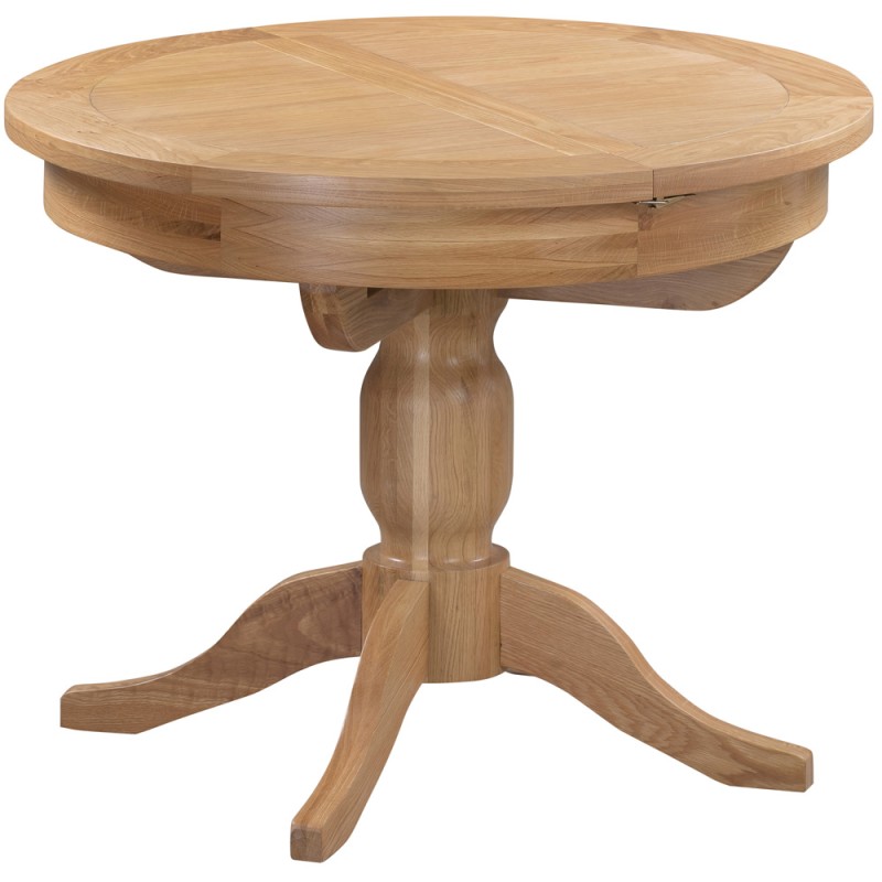 Dorset Oak Round Extending Pedestal Dining Table 