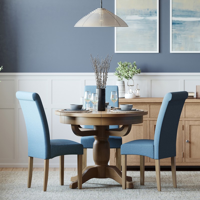 Dorset Oak Round Extending Pedestal Dining Table 