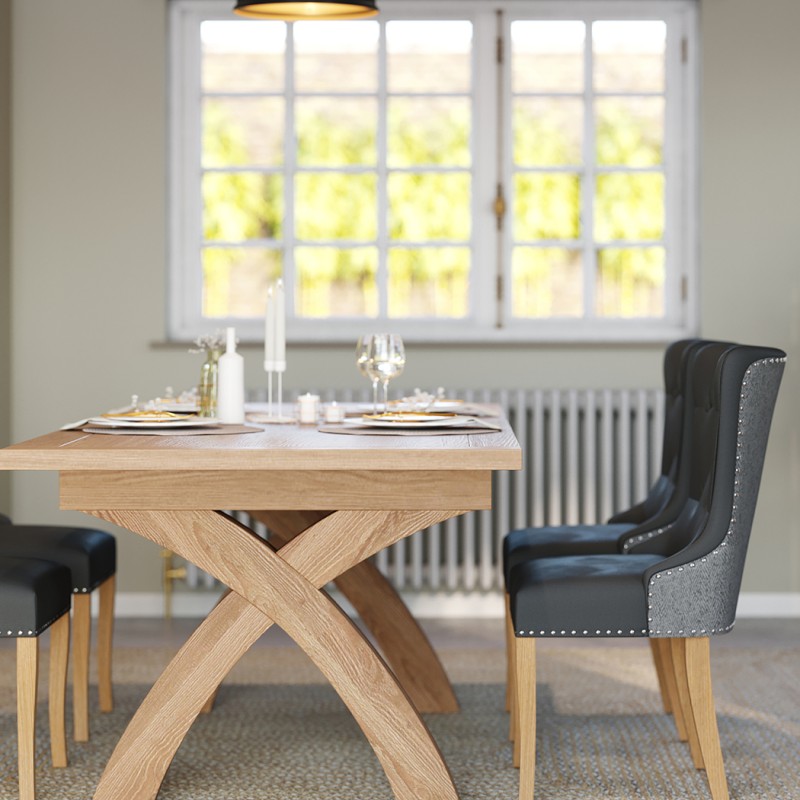 Dorset Oak X-Leg Extending Dining Table 
