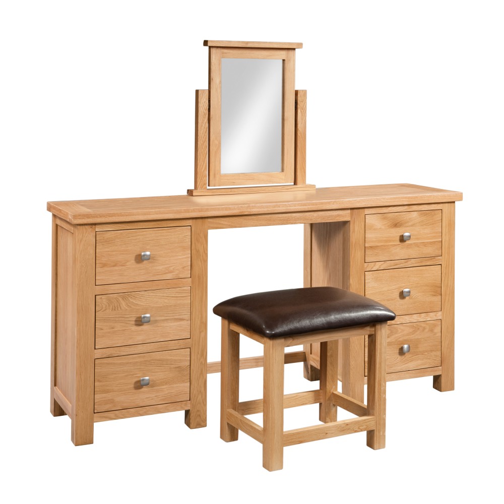 Dorset Oak Double Pedestal Dressing Table with Stool Dorset Oak Double Pedestal Dressing Table with Stool