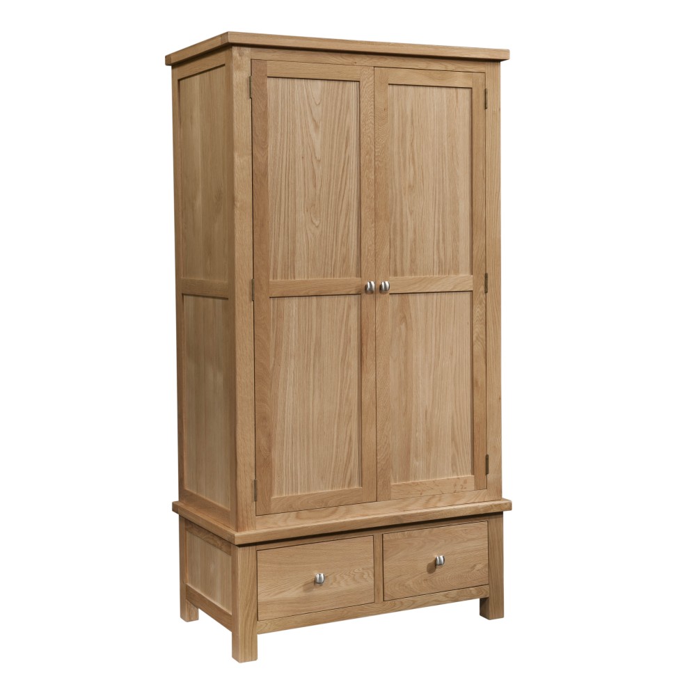 Dorset Oak Double Wardrobe With 2 Drawers
