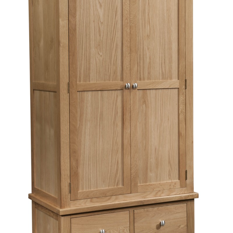 Dorset Oak Double Wardrobe With 2 Drawers