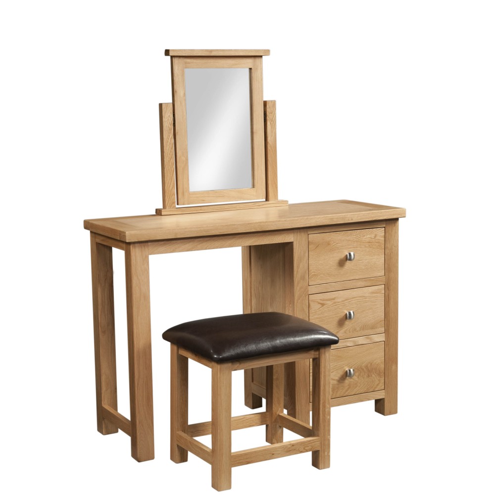 Dorset Oak Single Pedestal Dressing Table with Stool Dorset Oak Single Pedestal Dressing Table with Stool