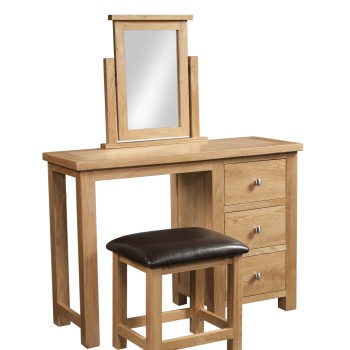 Dorset Oak Single Pedestal Dressing Table with Stool