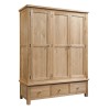 Dorset Oak Triple Wardrobe With 3 Drawers