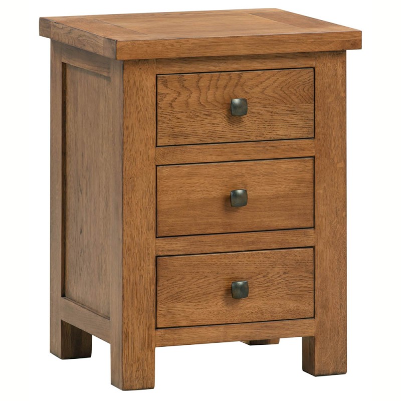 Dorset Rustic Oak 3 Drawer Bedside