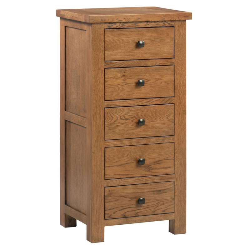 Dorset Rustic Oak 5 Drawer Tall Chest