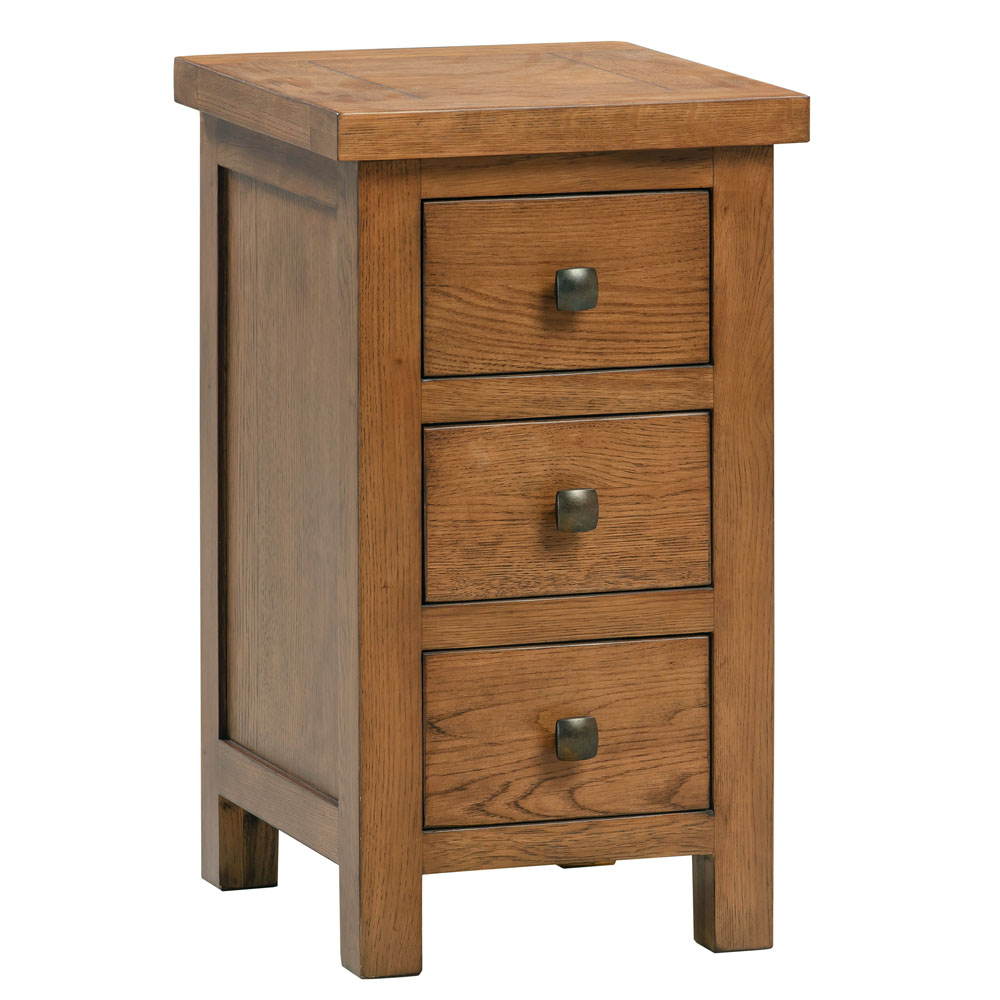 Dorset Rustic Oak Compact 3 Drawer Bedside