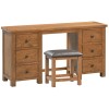 Dorset Rustic Oak Double Pedestal Dressing Table with Stool