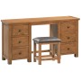 Dorset Rustic Oak Double Pedestal Dressing Table with Stool